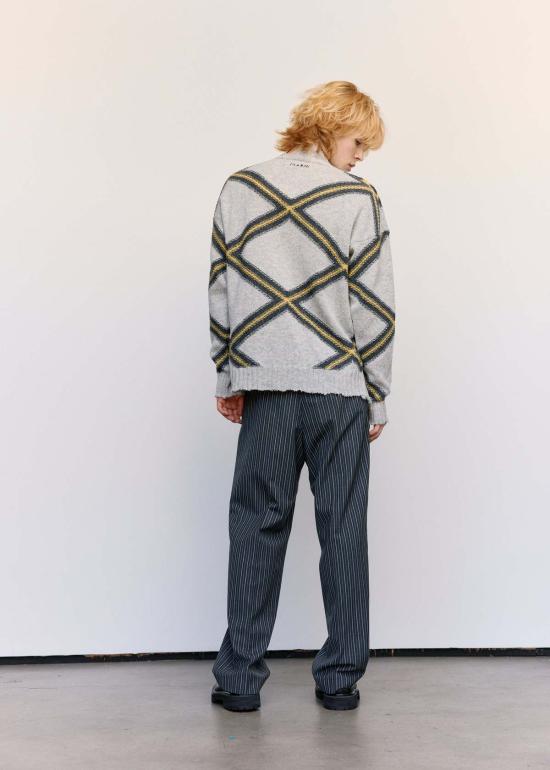  마르니 스웨터 Marni Argyle 브로큰 울 점퍼 그레이 - MARNI