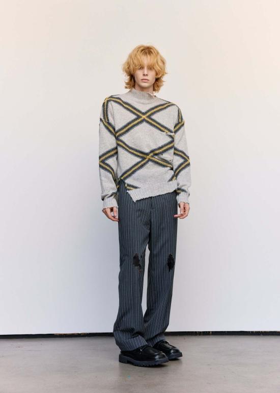  마르니 스웨터 Marni Argyle 브로큰 울 점퍼 그레이