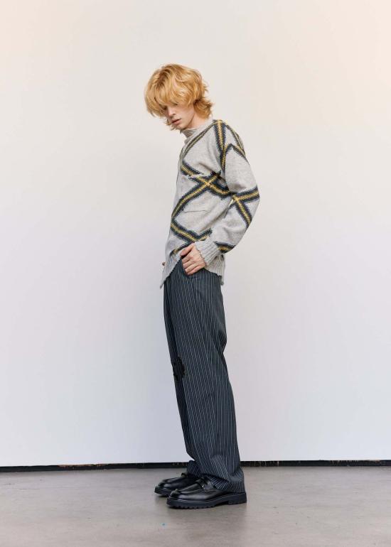  마르니 스웨터 Marni Argyle 브로큰 울 점퍼 그레이 - MARNI