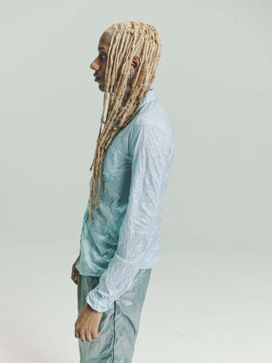  로에베 긴팔 셔츠 폴리 크링클  라이트 블루 - LOEWE