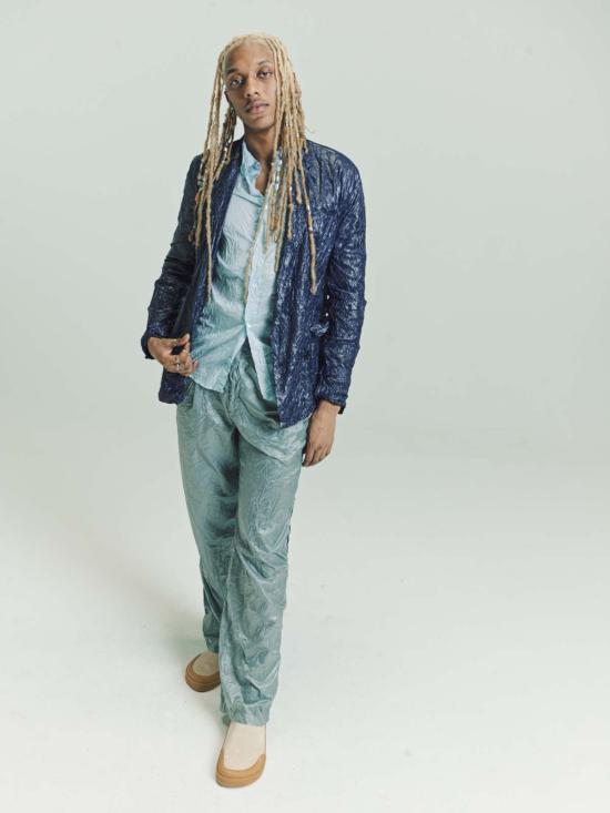  로에베 긴팔 셔츠 폴리 크링클  라이트 블루 - LOEWE