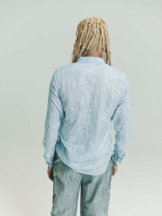  로에베 긴팔 셔츠 폴리 크링클  라이트 블루 - LOEWE