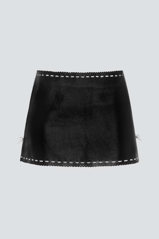  R&M Leathers 미디 스커트 일로나 레더 미니 스커트 블랙 - OTHER BRANDS