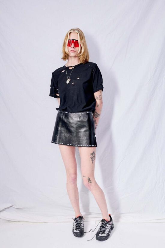  R&M Leathers 미디 스커트 일로나 레더 미니 스커트 블랙 - OTHER BRANDS