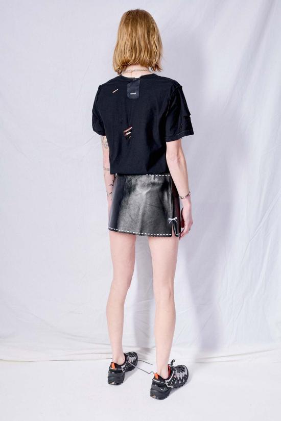  R&M Leathers 미디 스커트 일로나 레더 미니 스커트 블랙 - OTHER BRANDS