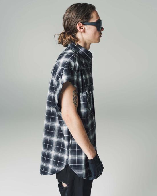  타카히로미야시타 더 솔로이스트 반팔 셔츠 . 컷오프 슬리브 웨스턴  블랙 - TAKAHIROMIYASHITA THE SOLOIST.