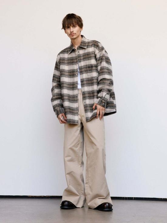  마틴로즈 긴팔 셔츠 마틴 로즈 체크 롱슬리브 오버셔츠 브라운