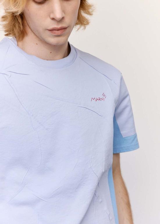  마르니 반팔 티셔츠 Marni Trompe L'oeil 더블 티셔츠 블루/라일락 - MARNI