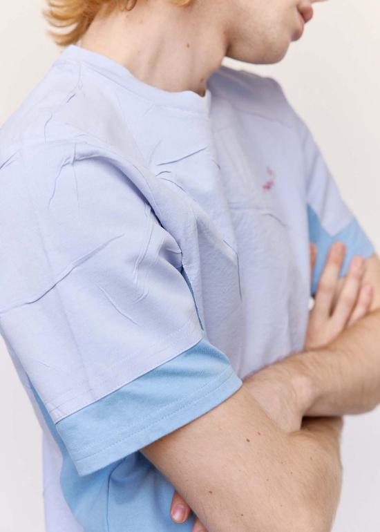  마르니 반팔 티셔츠 Marni Trompe L'oeil 더블 티셔츠 블루/라일락 - MARNI