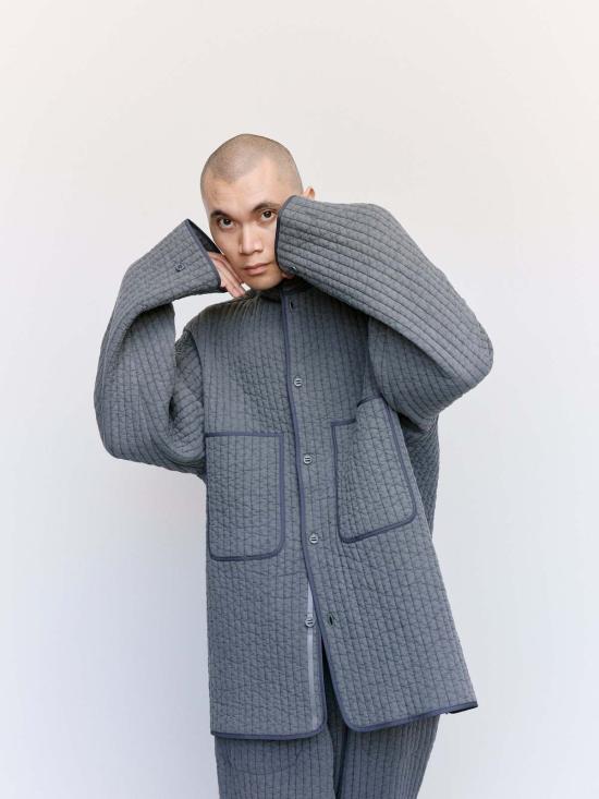  맨틀 자켓 누비 셔츠재킷 차콜 - MAN-TLE