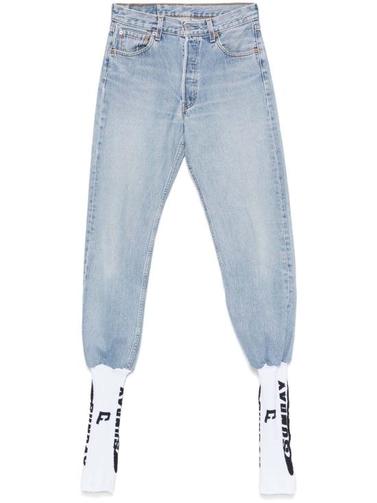  프로토타입 데님 팬츠 양말 스터럽 데님 블루/화이트