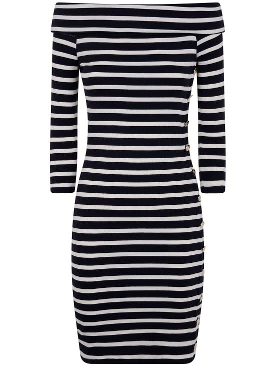 25SS 랄프 로렌 미디 원피스 250957718 001 LAUREN NAVY MASCARPONE CREAM