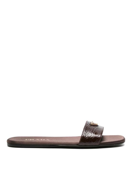 25SS 프라다 레더 사틴 슬라이드 1XX355FD0053LNTF0324 Brown