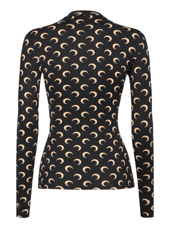 26SS 마린세르 문 프린티드 저지 세컨드 스킨 하이넥 탑 WTS005A CJER0001 IT99 Black - MARINE SERRE