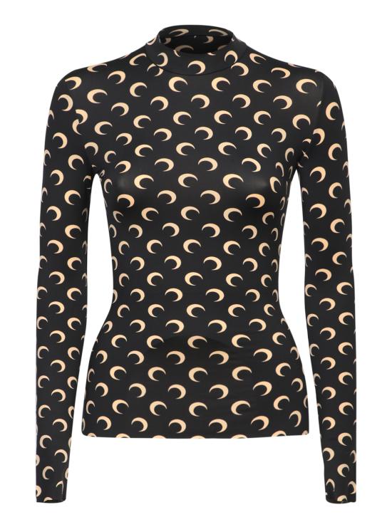 26SS 마린세르 문 프린티드 저지 세컨드 스킨 하이넥 탑 WTS005A CJER0001 IT99 Black