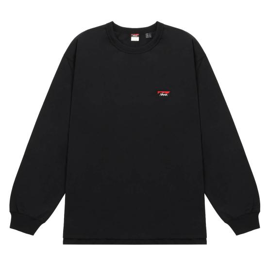  난가 긴팔 티셔츠 ECO HYBRID BOX LOGO EMBROIDERY L BLACK DOM
