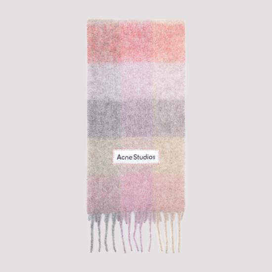 26FW 아크네 스튜디오 모헤어 체크 머플러 CA0084 BOB FUCHSIA LILAC PINK DOM