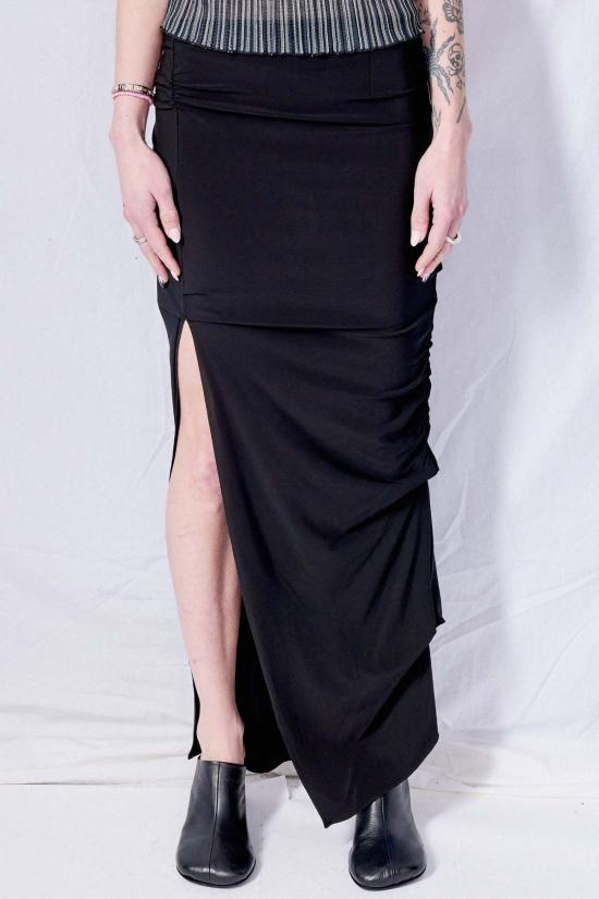  Jovana Markovic 롱 스커트 조바나 마르코빅 비스코스 웨이브 스커트 블랙