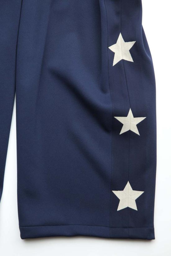  캐피탈 트레이닝/조거 팬츠 Kapital Smooth Jersey 스턴트맨 & 우먼 배기 트랙 팬츠 네이비 - KAPITAL