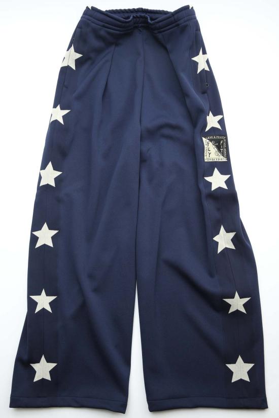  캐피탈 트레이닝/조거 팬츠 Kapital Smooth Jersey 스턴트맨 & 우먼 배기 트랙 팬츠 네이비