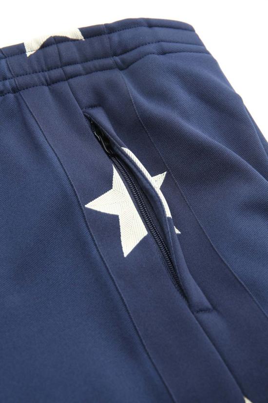  캐피탈 트레이닝/조거 팬츠 Kapital Smooth Jersey 스턴트맨 & 우먼 배기 트랙 팬츠 네이비 - KAPITAL