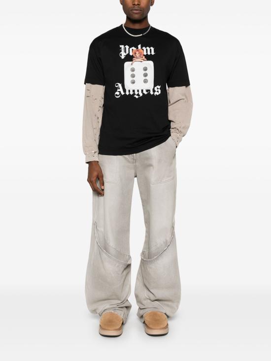 25SS 팜앤젤스 탑 PMAA001S25JER00B 1003 BLACK OFF WHITE - PALM ANGELS