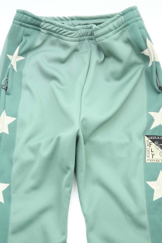  캐피탈 스트레이트 팬츠 Kapital Smooth Jersey Stantman & Woman 트랙 팬츠 라이트 그린 - KAPITAL