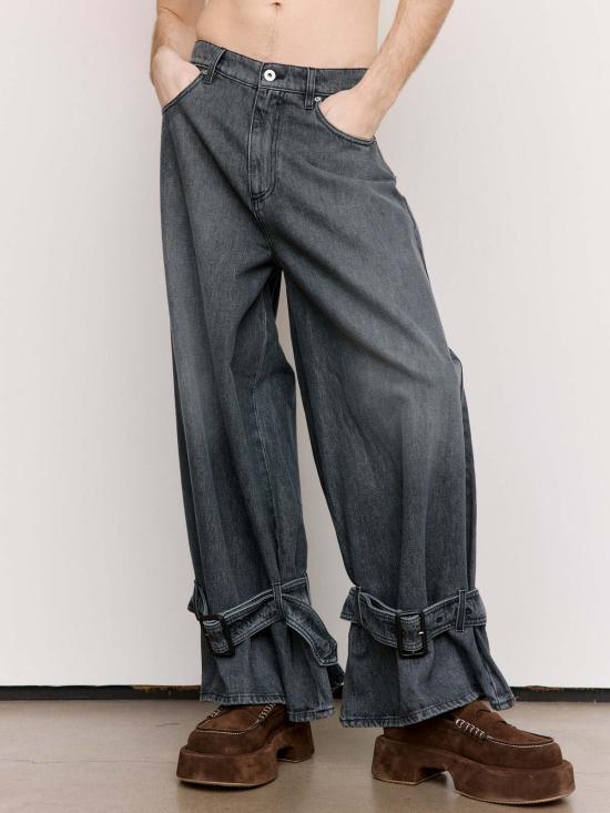  JW앤더슨 데님 팬츠 JW 앤더슨 코튼 버클 커프 진 그레이 - JW ANDERSON