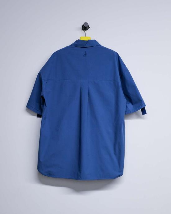  JW앤더슨 후드 티셔츠 JW 앤더슨 팝린 반팔 퀼팅 포켓 폴로 상의 라이트 인디고 - JW ANDERSON