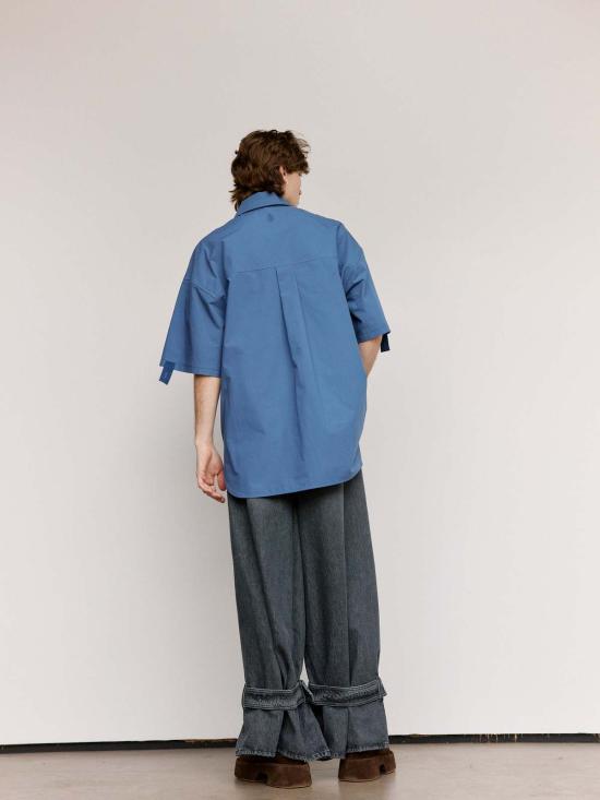  JW앤더슨 후드 티셔츠 JW 앤더슨 팝린 반팔 퀼팅 포켓 폴로 상의 라이트 인디고 - JW ANDERSON