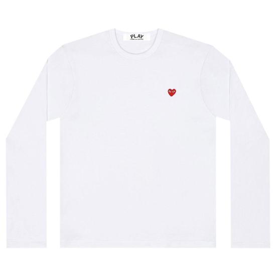 26SS 꼼데가르송 스몰 레드하트와펜 긴팔 티셔츠 AX T308 051 2 P1T308 WHITE DOM