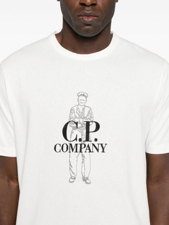  씨피 컴퍼니 반팔 티셔츠 16CMTS302A 006057O 103 GAUZE WHITE DOM - C.P. COMPANY
