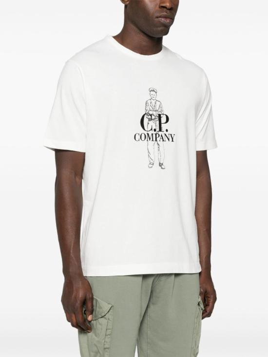  씨피 컴퍼니 반팔 티셔츠 16CMTS302A 006057O 103 GAUZE WHITE DOM - C.P. COMPANY