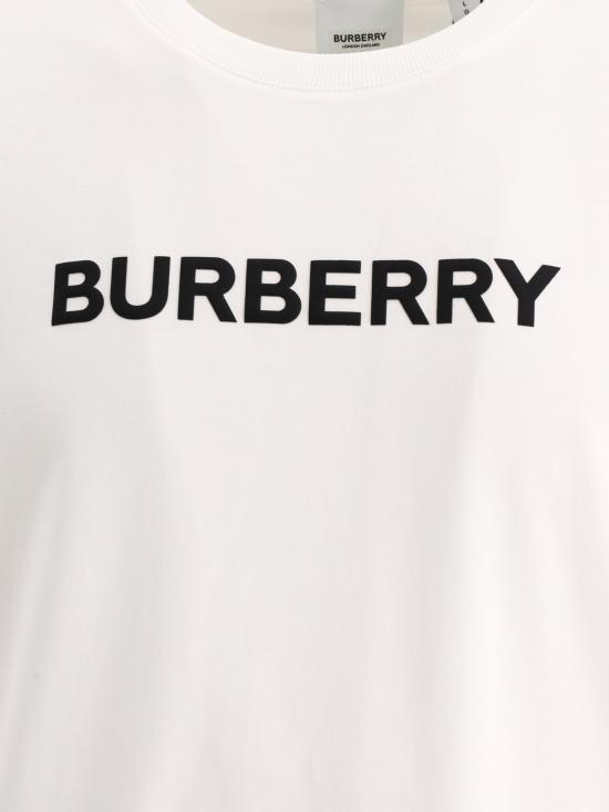  버버리 로고 프린트 코튼 오버사이즈 티셔츠 8055309 WHITE DOM - BURBERRY