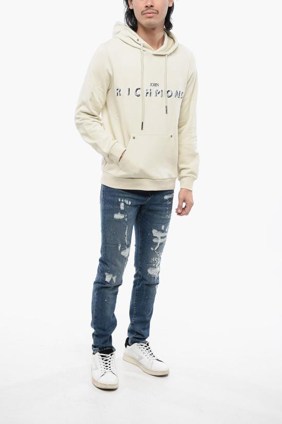  존 리치몬드 후드 티셔츠 RMP24015FEBONE WASHED Beige - JOHN RICHMOND