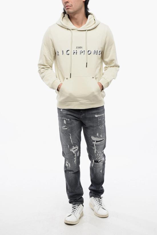  존 리치몬드 후드 티셔츠 RMP24015FEBONE WASHED Beige - JOHN RICHMOND