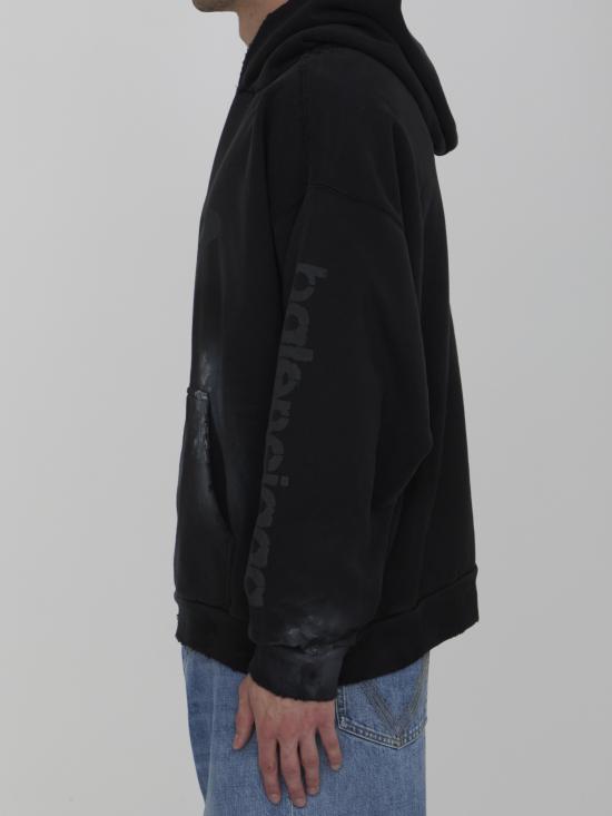  발렌시아가 미디엄 핏 후드 티셔츠 767877TQVT71083 BLACK DOM - BALENCIAGA