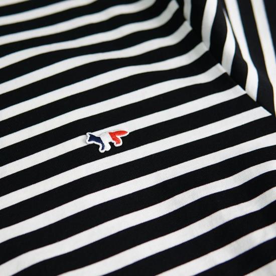  메종키츠네 긴팔 티셔츠 FU00115KJ0044 BKWH BLACK WHITE DOM - MAISON KITSUNE