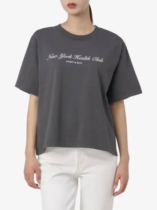  스포티앤리치 반팔 티셔츠 TS872 FADED BLACK WHITE DOM