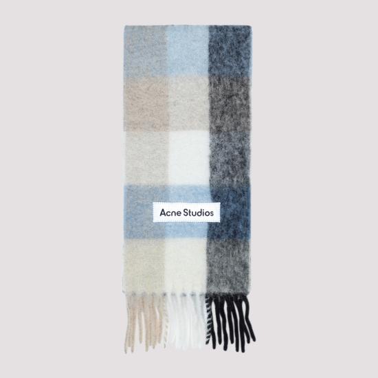 26FW 아크네 스튜디오 모헤어 체크 머플러 CA0084 DIB BLUE BEIGE BLACK DOM - ACNE STUDIOS