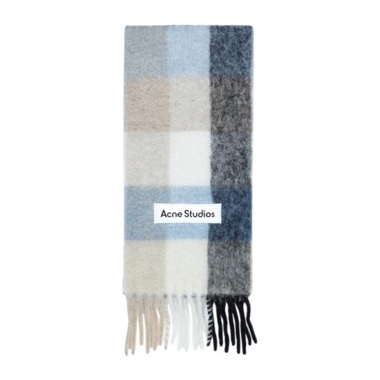 26FW 아크네 스튜디오 모헤어 체크 머플러 CA0084 DIB BLUE BEIGE BLACK DOM - ACNE STUDIOS