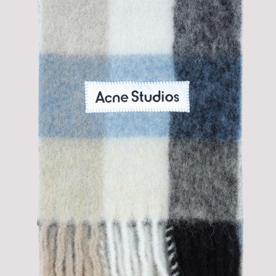 26FW 아크네 스튜디오 모헤어 체크 머플러 CA0084 DIB BLUE BEIGE BLACK DOM - ACNE STUDIOS