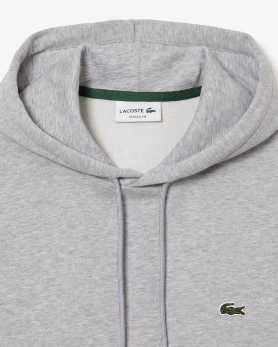 25FW 라코스테 오가닉 코튼 후드 티셔츠 SH9623CCA GRAY DOM - LACOSTE