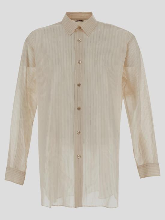  오라리 긴팔 셔츠 A24SS01OS LIGHT BEIGE STRIPE DOM