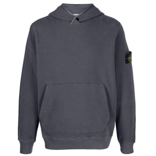  스톤 아일랜드 가먼트 다이드 스트레치 코튼 플리스 후드 티셔츠 791561252V0062 LEAD GREY DOM