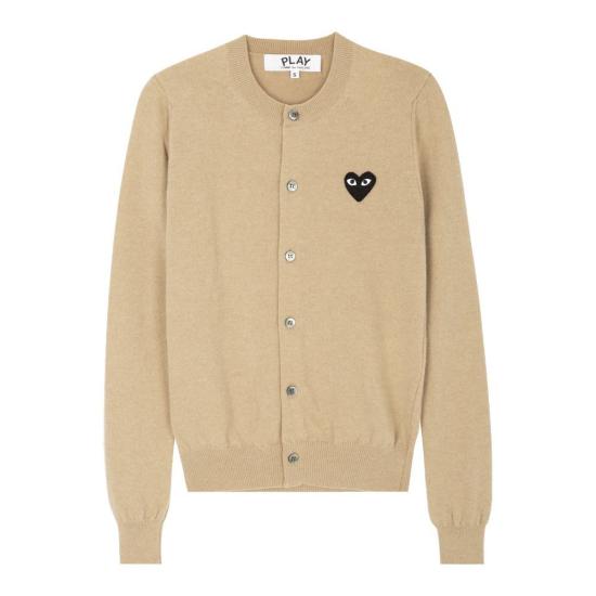 26SS 꼼데가르송 블랙 하트 니트 가디건 AXN0230513 BEIGE DOM