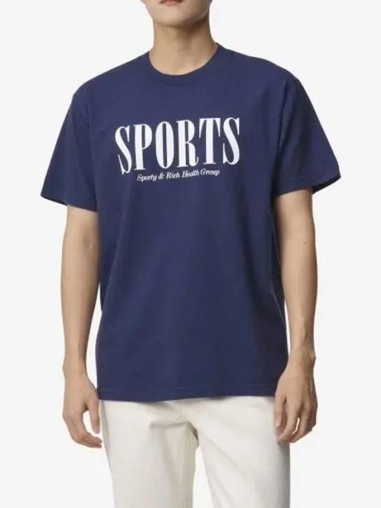  스포티앤리치 반팔 티셔츠 TS873 NAVY WHITE DOM
