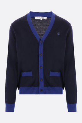  메종키츠네 볼드 폭스 헤드 패치 바이 컬러 가디건 NM00507KT1036P476 BLUE DOM