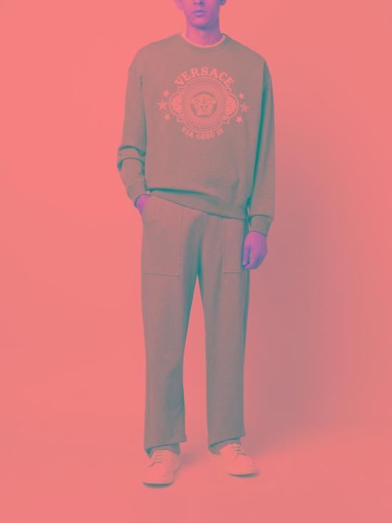  베르사체 긴팔 티셔츠 10107061A077661E100 MEDIUM GREY DOM - VERSACE