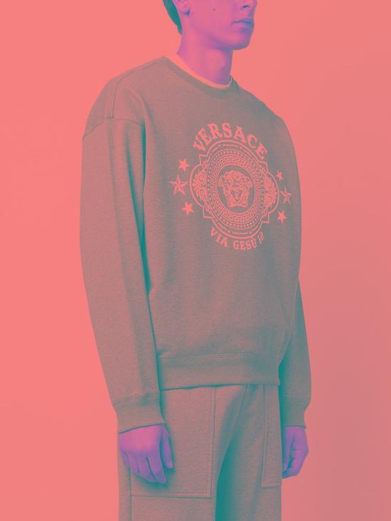  베르사체 긴팔 티셔츠 10107061A077661E100 MEDIUM GREY DOM - VERSACE